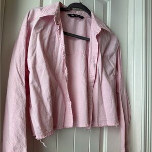 Zara Light Pink Cropped Blazer